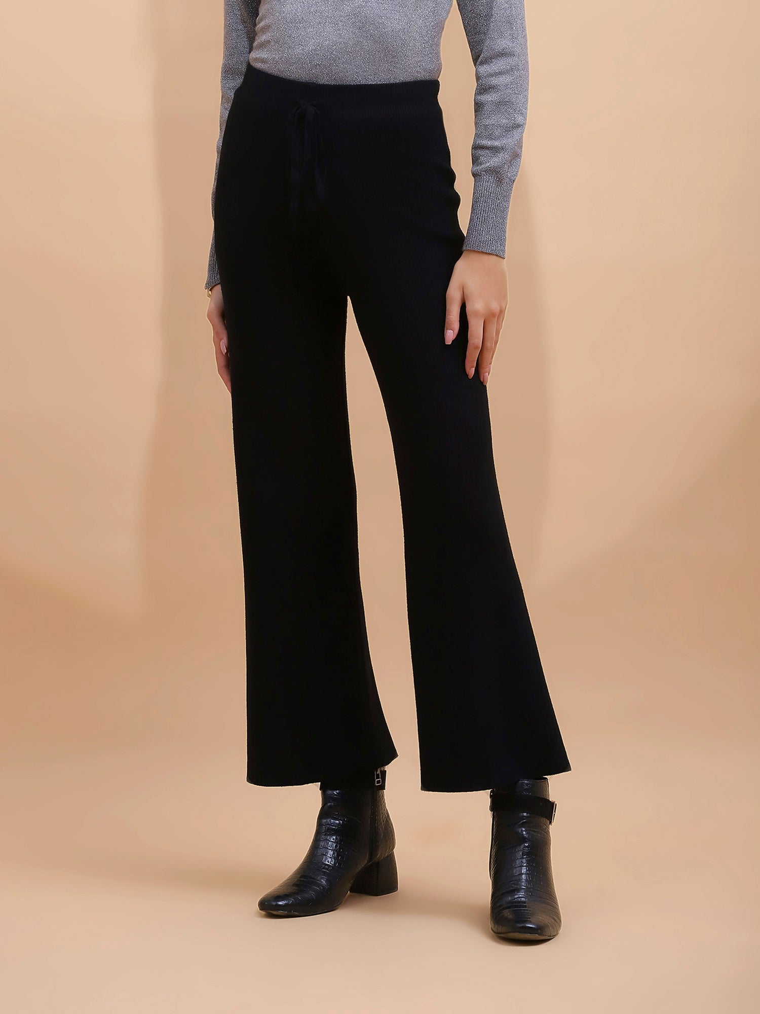 Black Viscose Blend Solid Lower - Global Republic