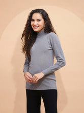Grey & Silver Turtle Neck Skivvy Top