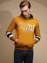 Mustard Solid Full Sleeve Fleece Hooded Sweatshirt