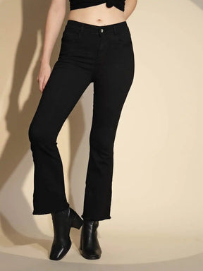 Women's Regular Fit Denim Mid Rise Black Jeans