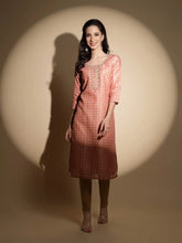Peach Embroidered Muslin Kurta