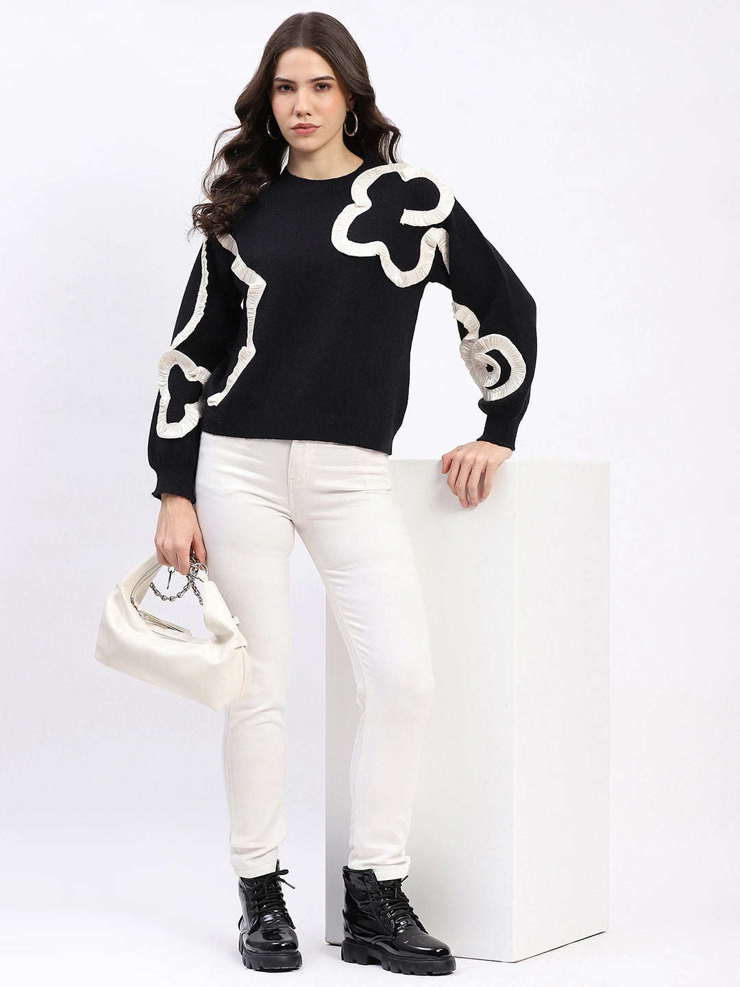 Ribbon Floral Embellished Pullover - Global Republic