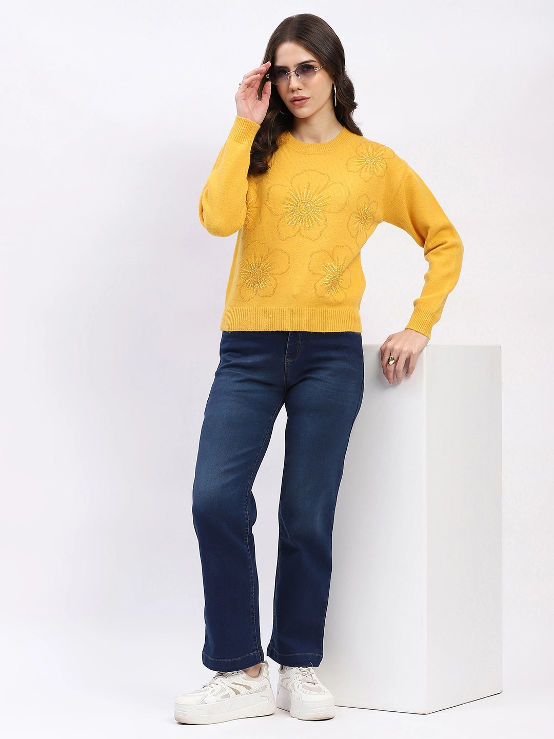 Floral Embellished Winter Pullover - Global Republic