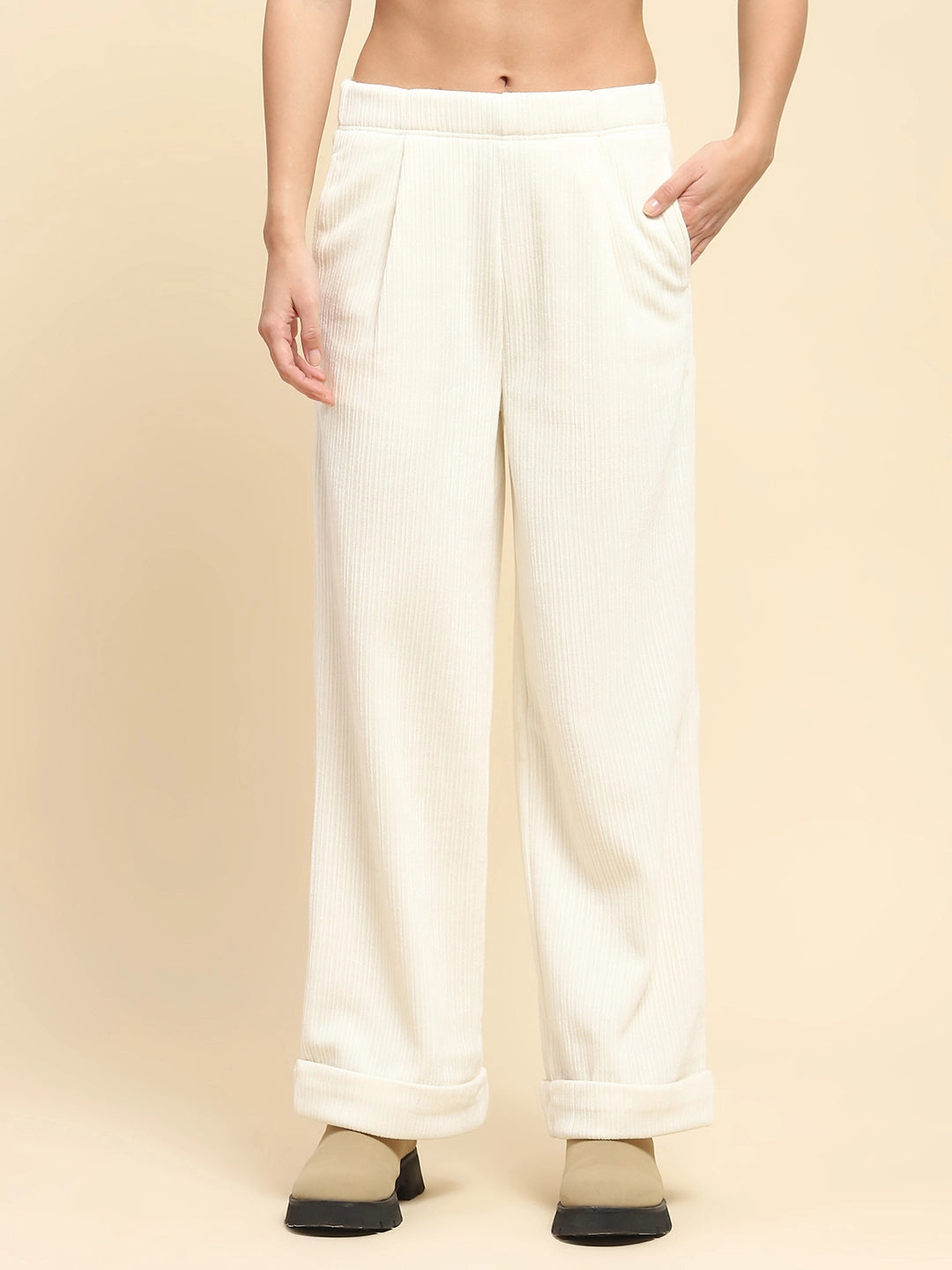 White  Solid Loose Lower - Global Republic