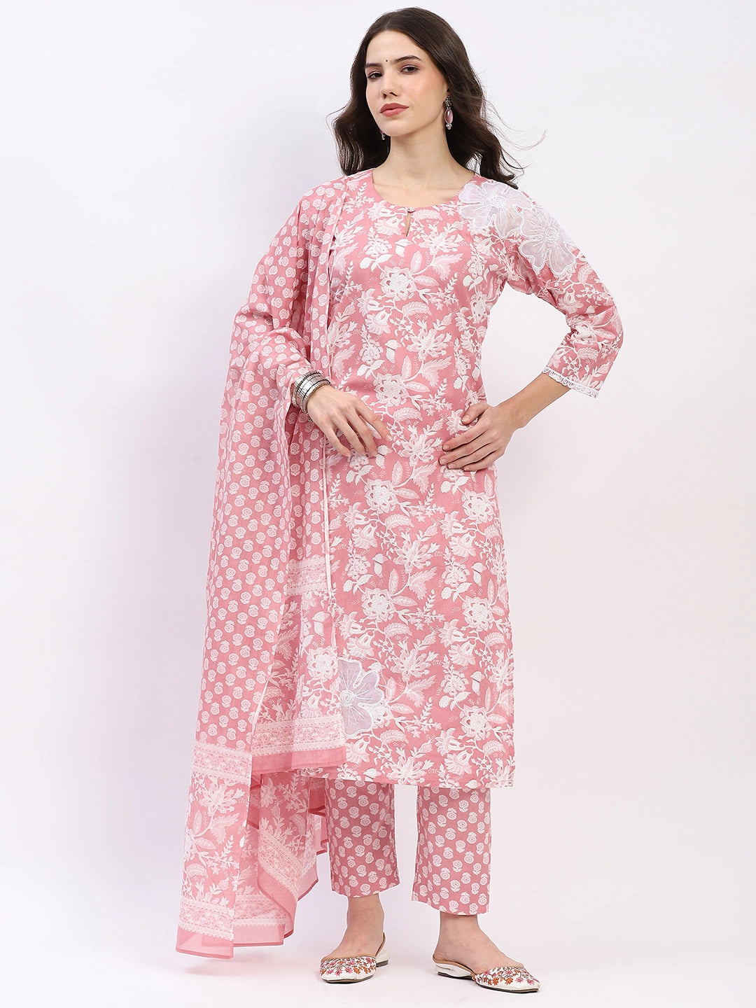 Floral Cotton Kurta Set - Global Republic