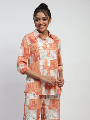 Brown Rayon Digital Print Nightsuit