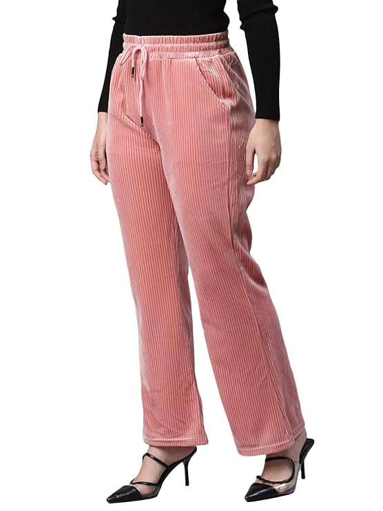 Women Pink  Corduroy High Rise Flared Leg Lower - Global Republic