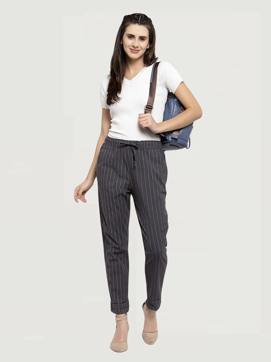 Dark Grey Cotton Regular Fit Lower - Global Republic