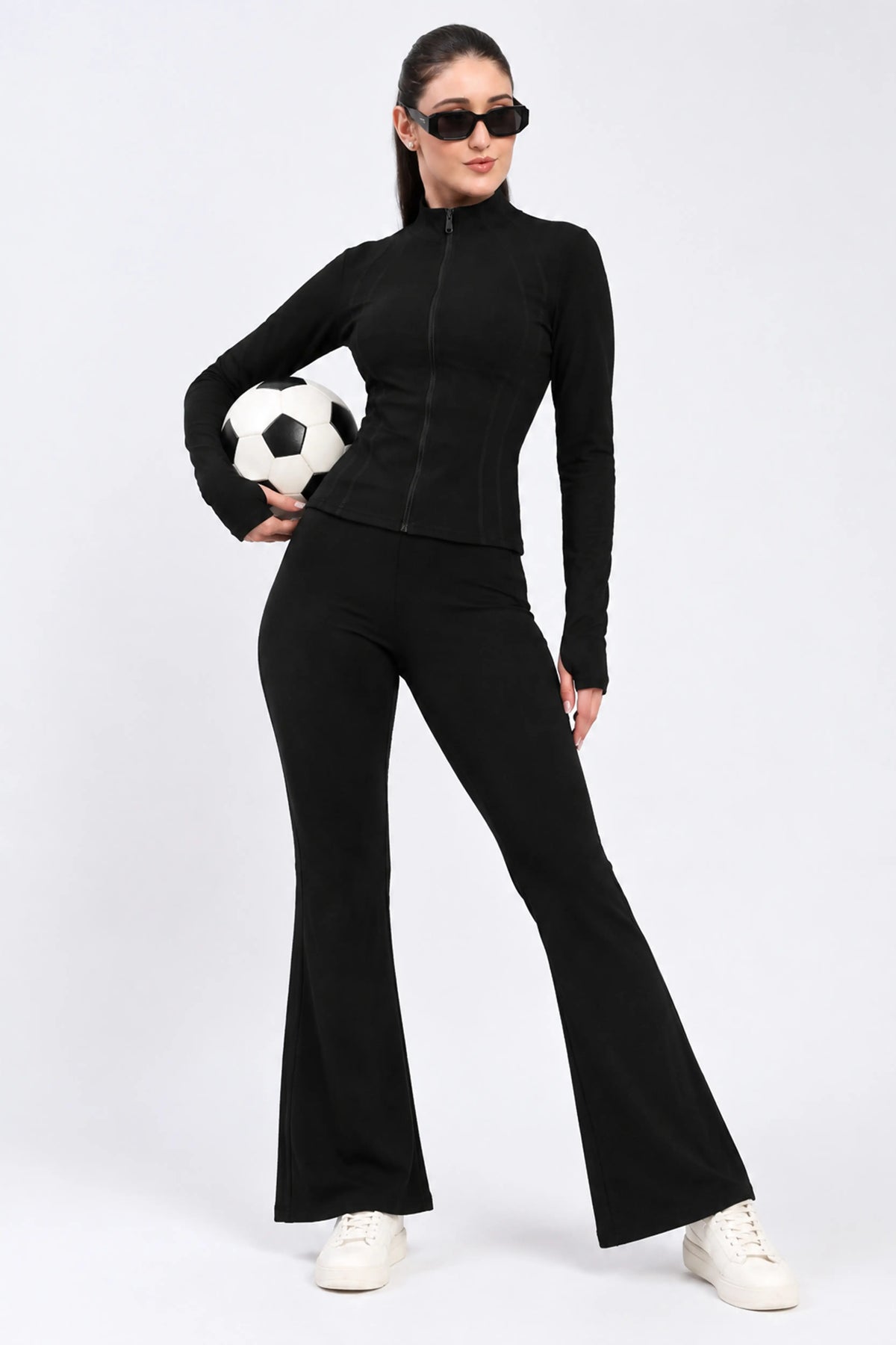 Black Zip-Up Co-ord Set-Global Republic