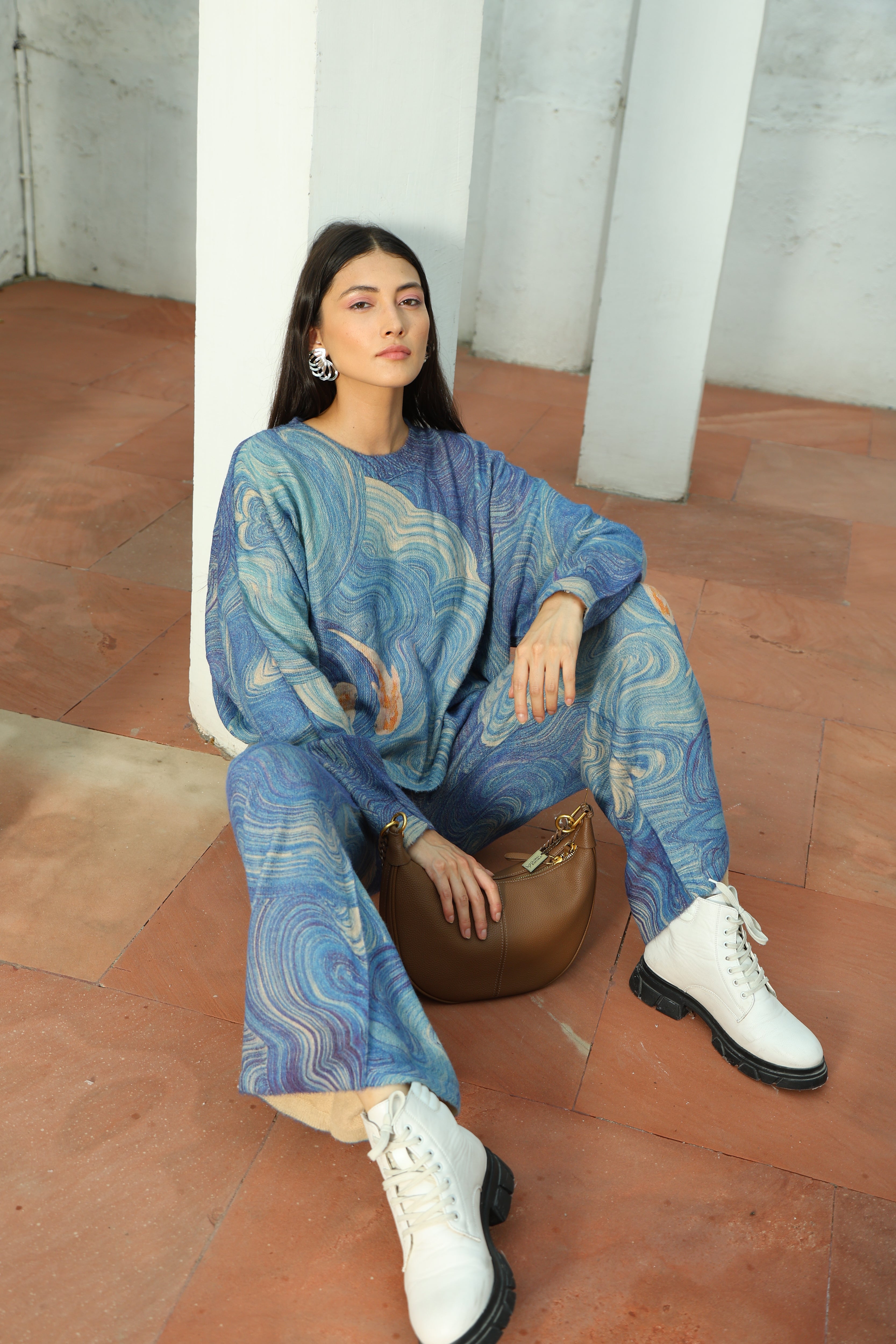 Abstract Print Loose-Fit Co-ord Set