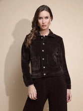 Women Brown Solid Full Sleeve Collared Neck Suede Jacket