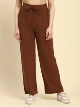 Brown Cotton Blend Solid Lower