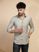 Grey Solid Full Sleeve Collared Neck Cotton Blend Shirt