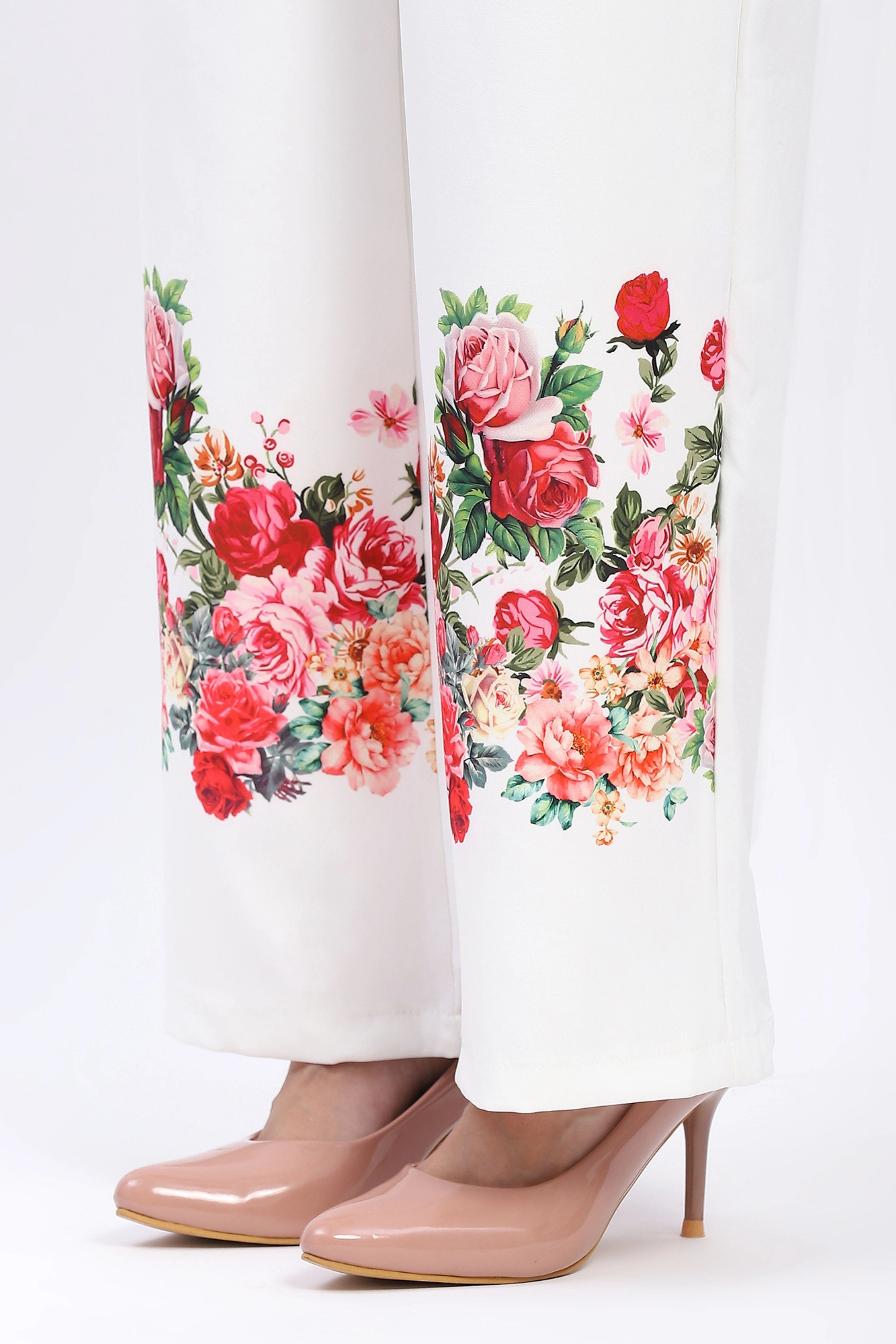 Elegant Floral Straight-Fit Trousers