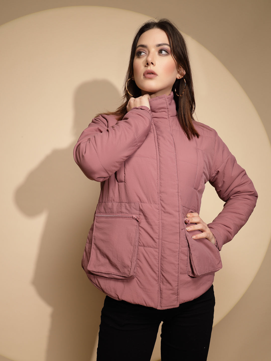 Plum Solid Regular Fit Jacket