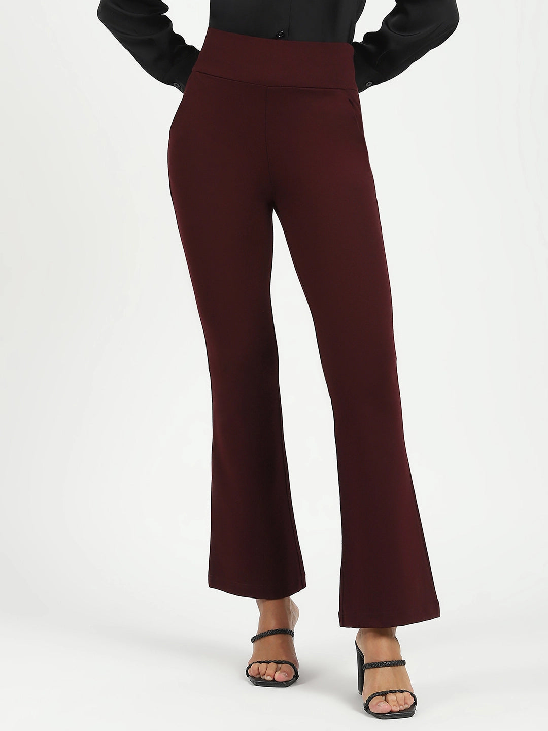 Wine Stretchable Bootcut Trouser