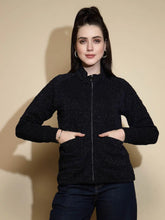 Navy Blue Solid Acrylic Sweatshirt