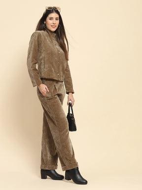 Olive Poly Blend Short Winter Jacket