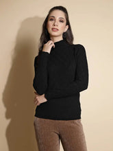 Black Solid Full Sleeve Turtle Neck Knitted Skeevi