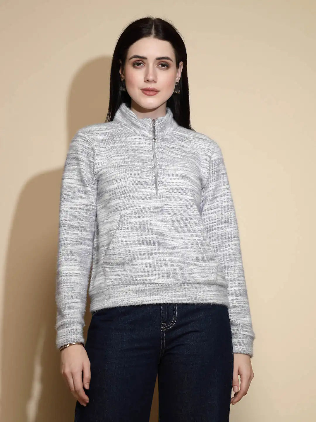 Grey Abstract Acrylic Sweatshirt - Global Republic