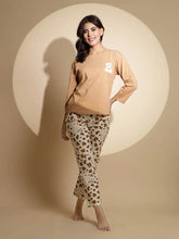 Brown Hosiery Solid Top & Pyjama Night Suit Set