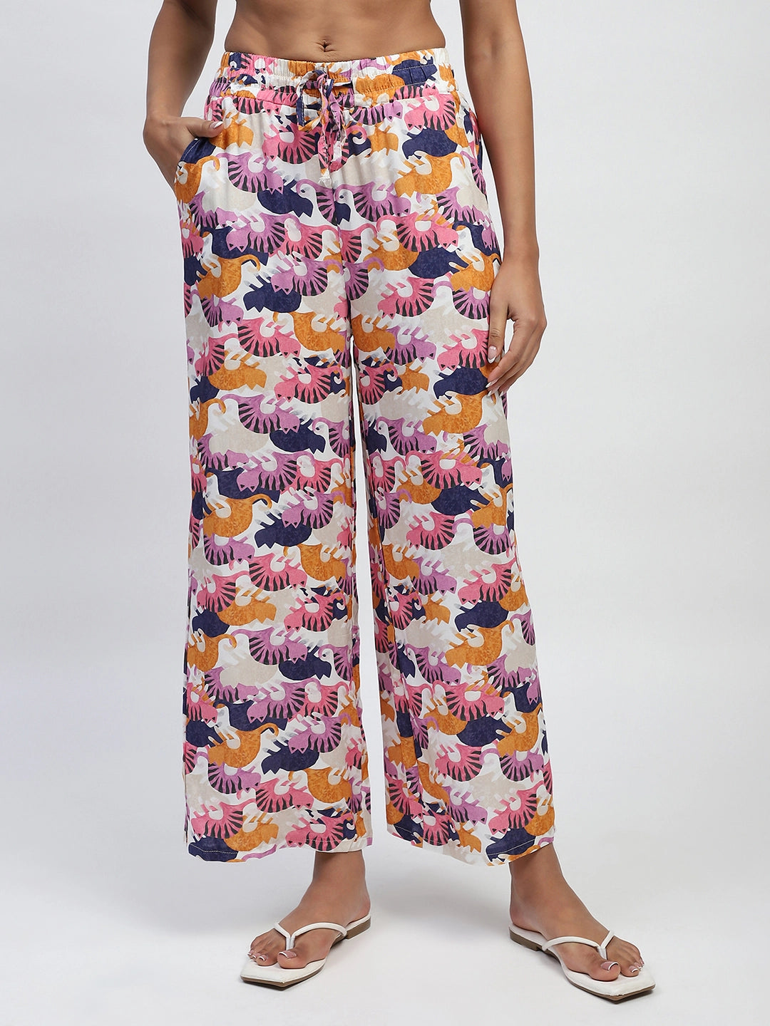 Multicolor Printed Rayon Nightsuit - Global Republic