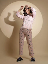 Pink Hosiery Full Sleeve Printed Top & Pyjama Night Suit Set