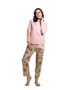 Pink Hosiery Printed Top & Pyjama Night Suit Set