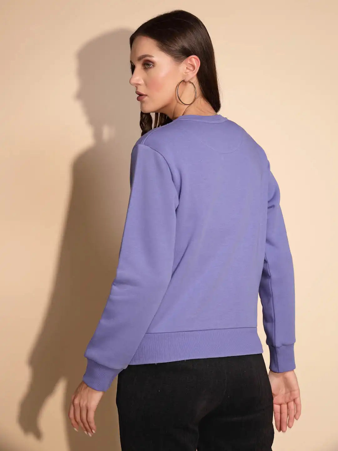 Blue Solid Round Neck Full Sleeve Hosiery Sweatshirt