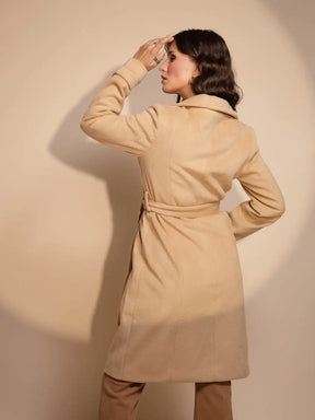 Women's Solid Collared Neck Cream Blazer