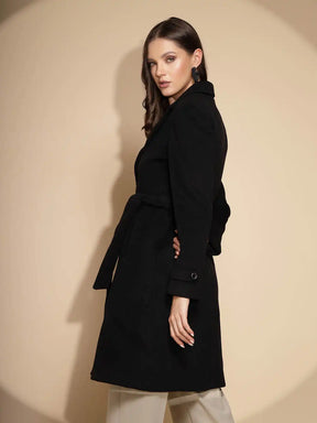 Women's Solid Collared Neck Black Blazer