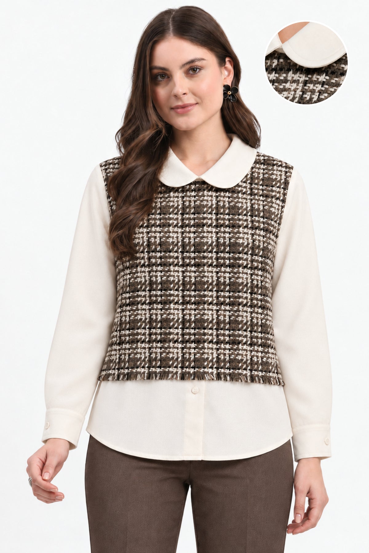 Cream Frayed Woven Top