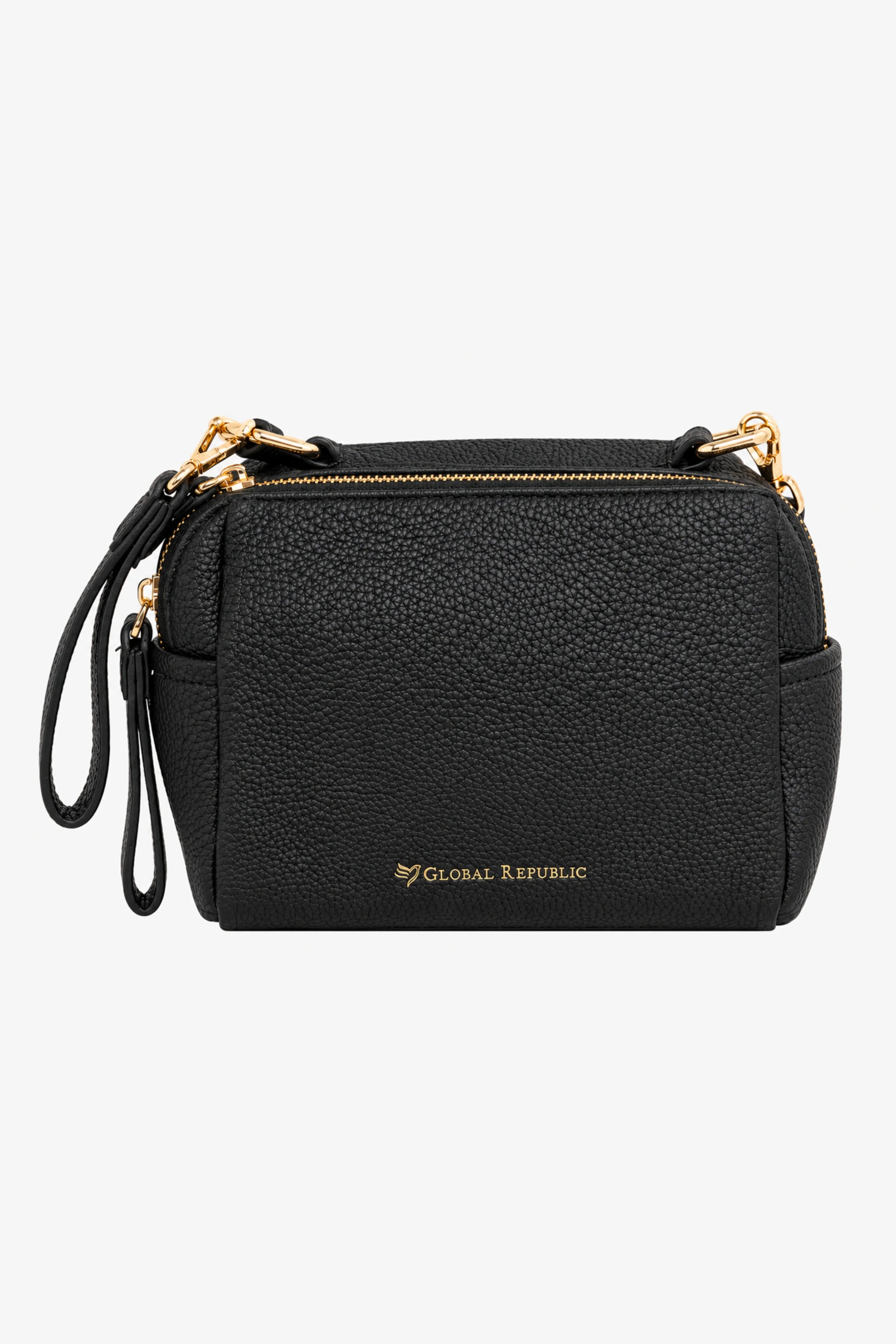 Black Solid Bucket Bag-Global Republic