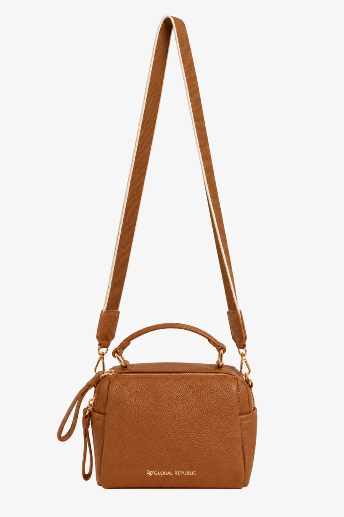 Caramel brown Solid Bucket Bag-Global Republic