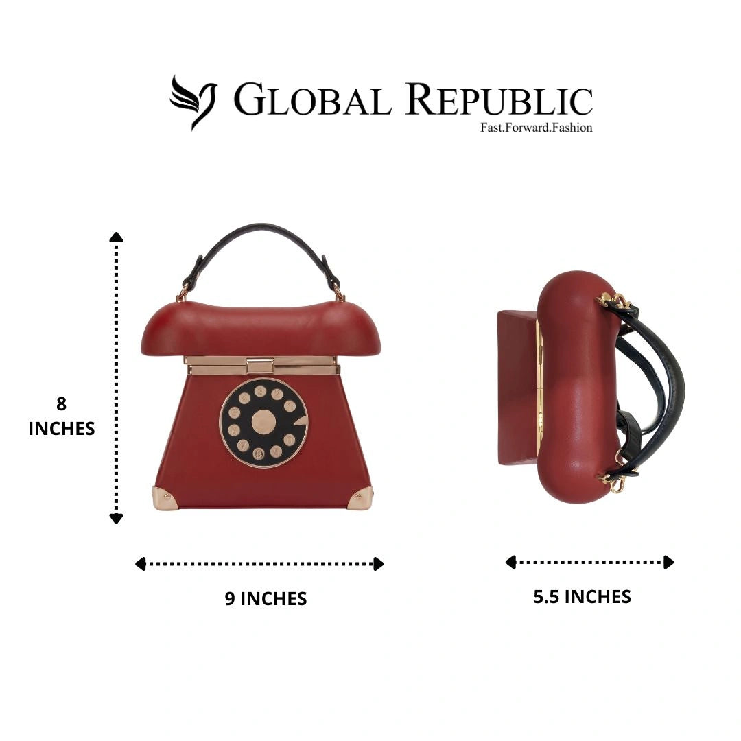 Red Retro Telephone PU Handbag
