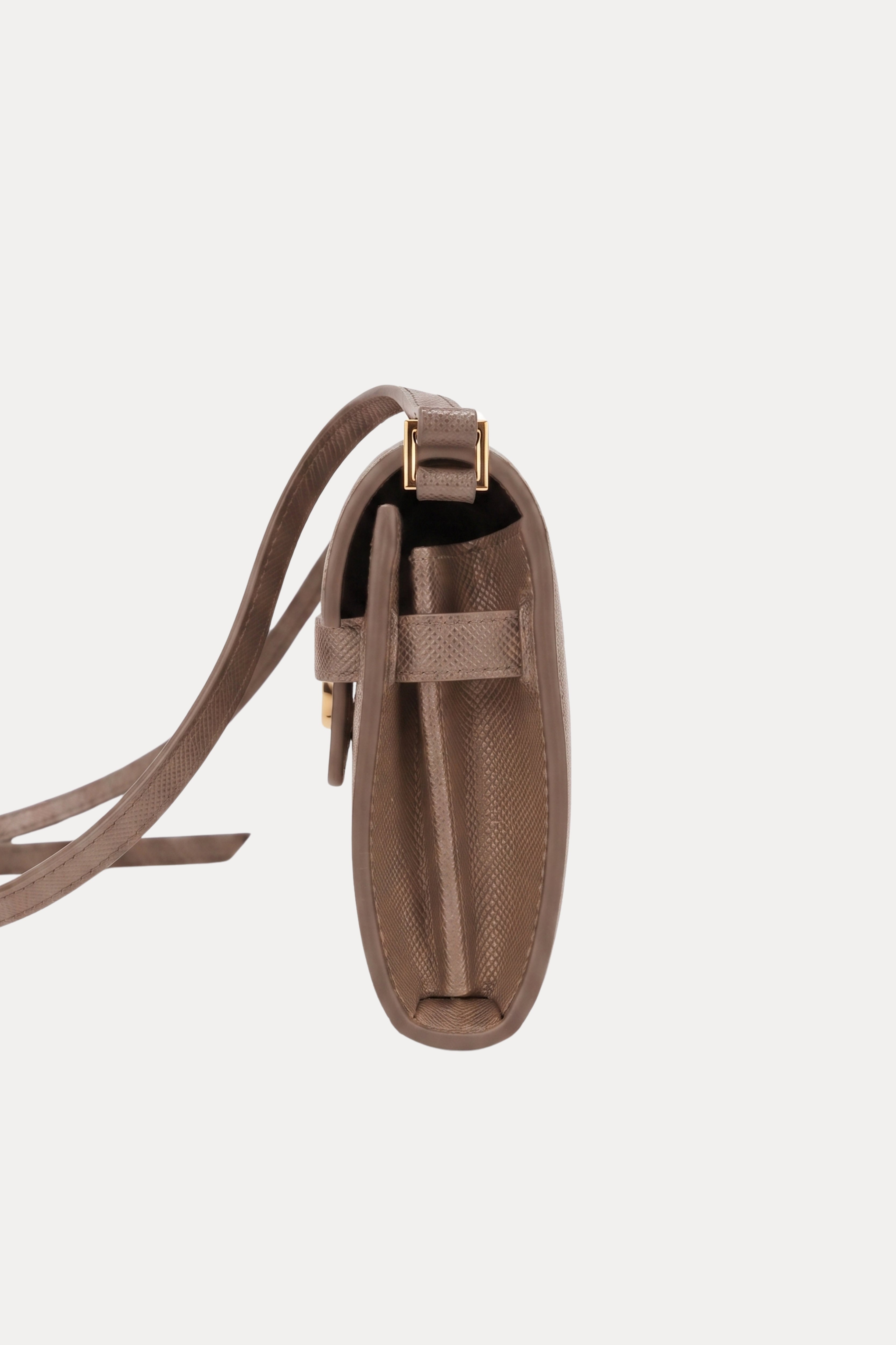 Grey Leather Wallet Sling Bag