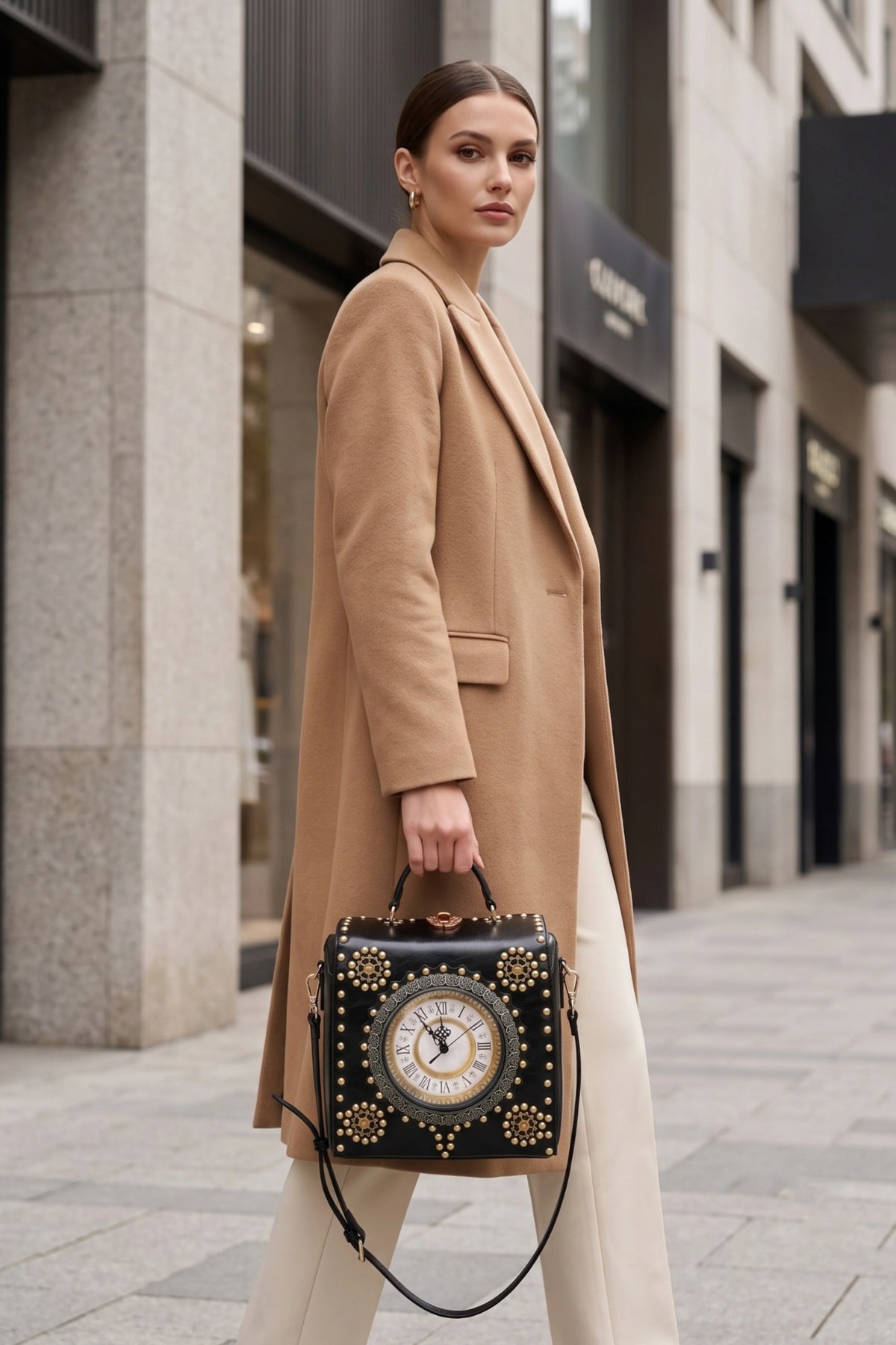 Vintage Clock Embellished Handbag-Global Republic