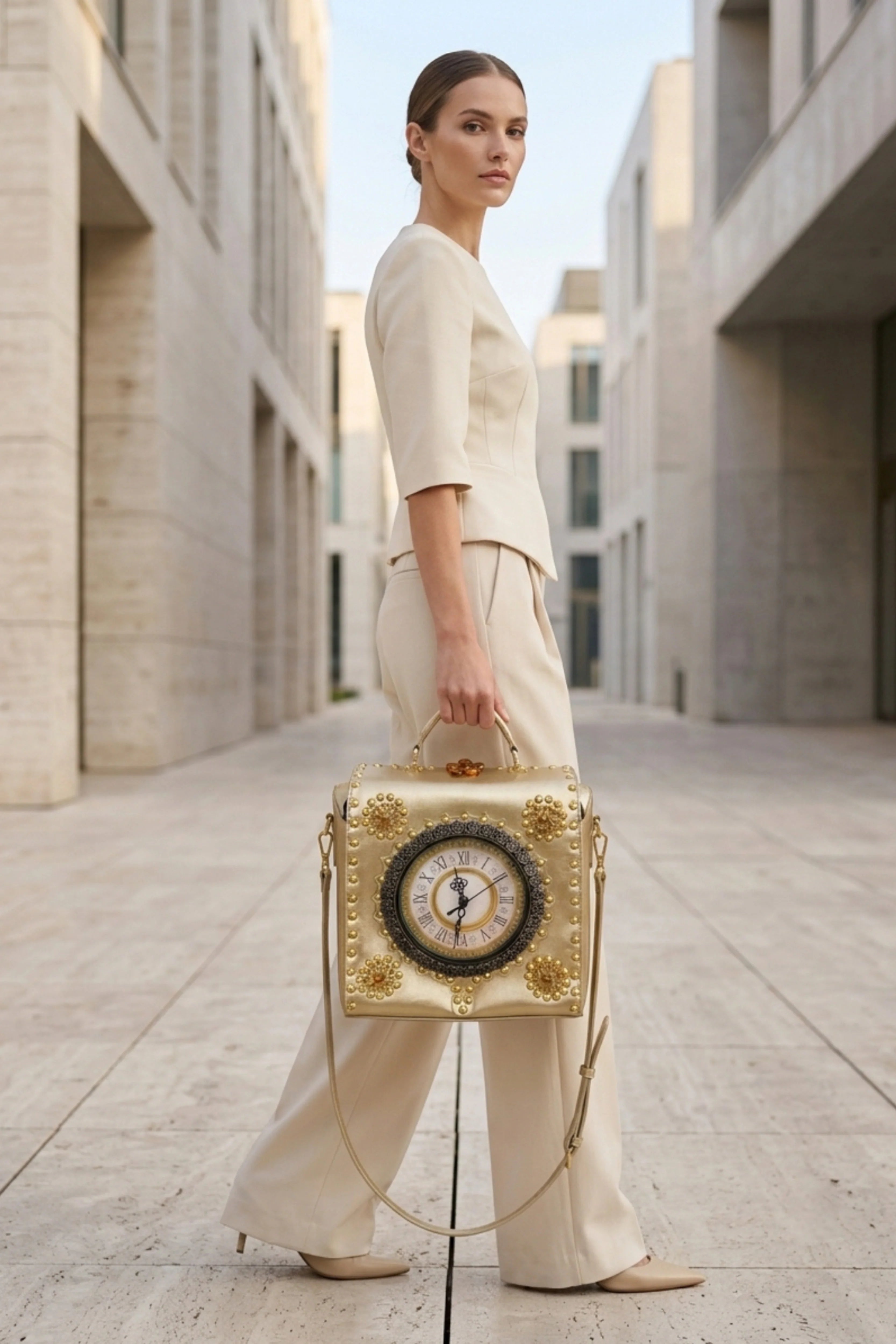 Gold Vintage Clock Handbag-Global Republic