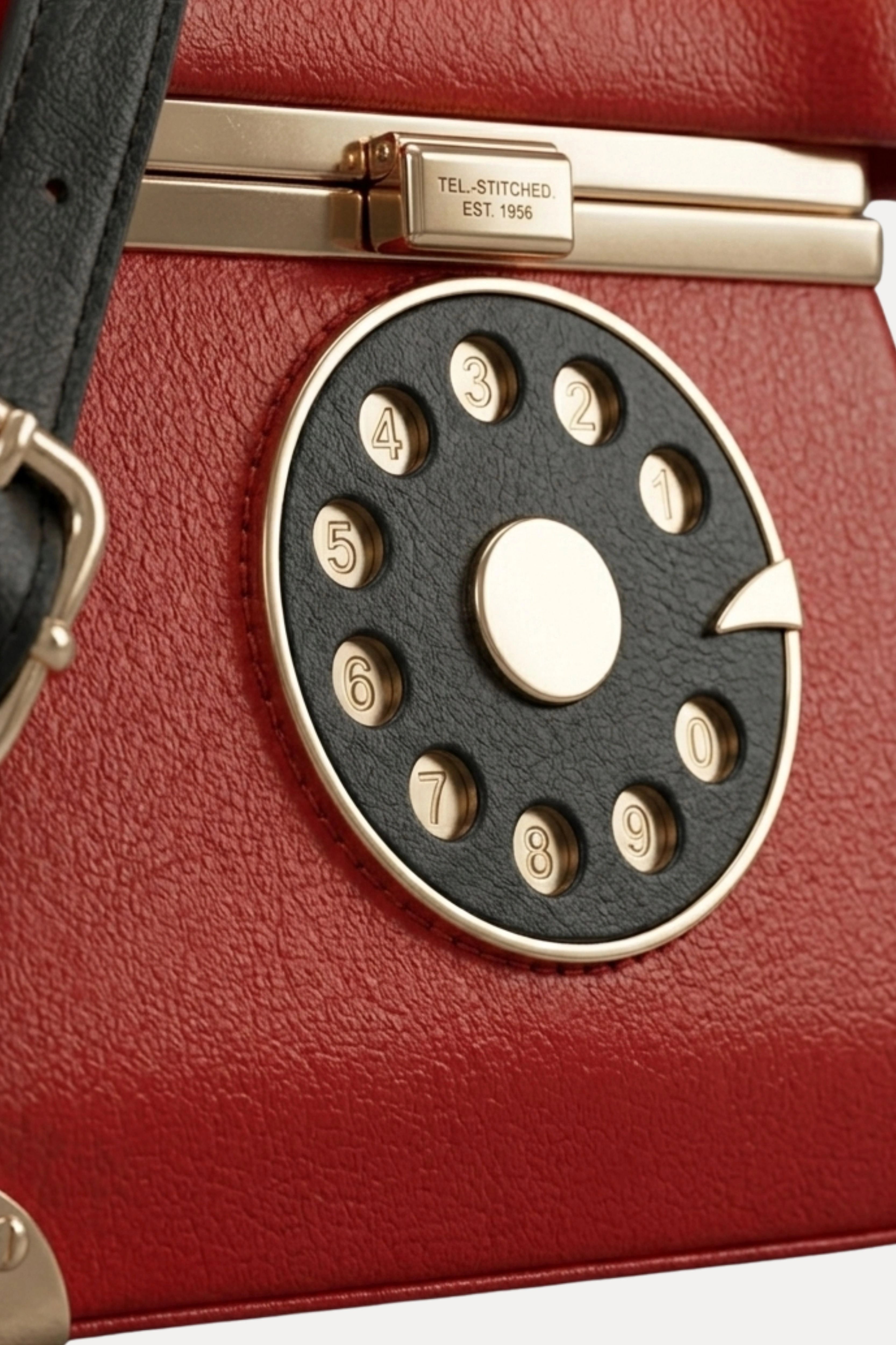 Red Retro Telephone PU Handbag