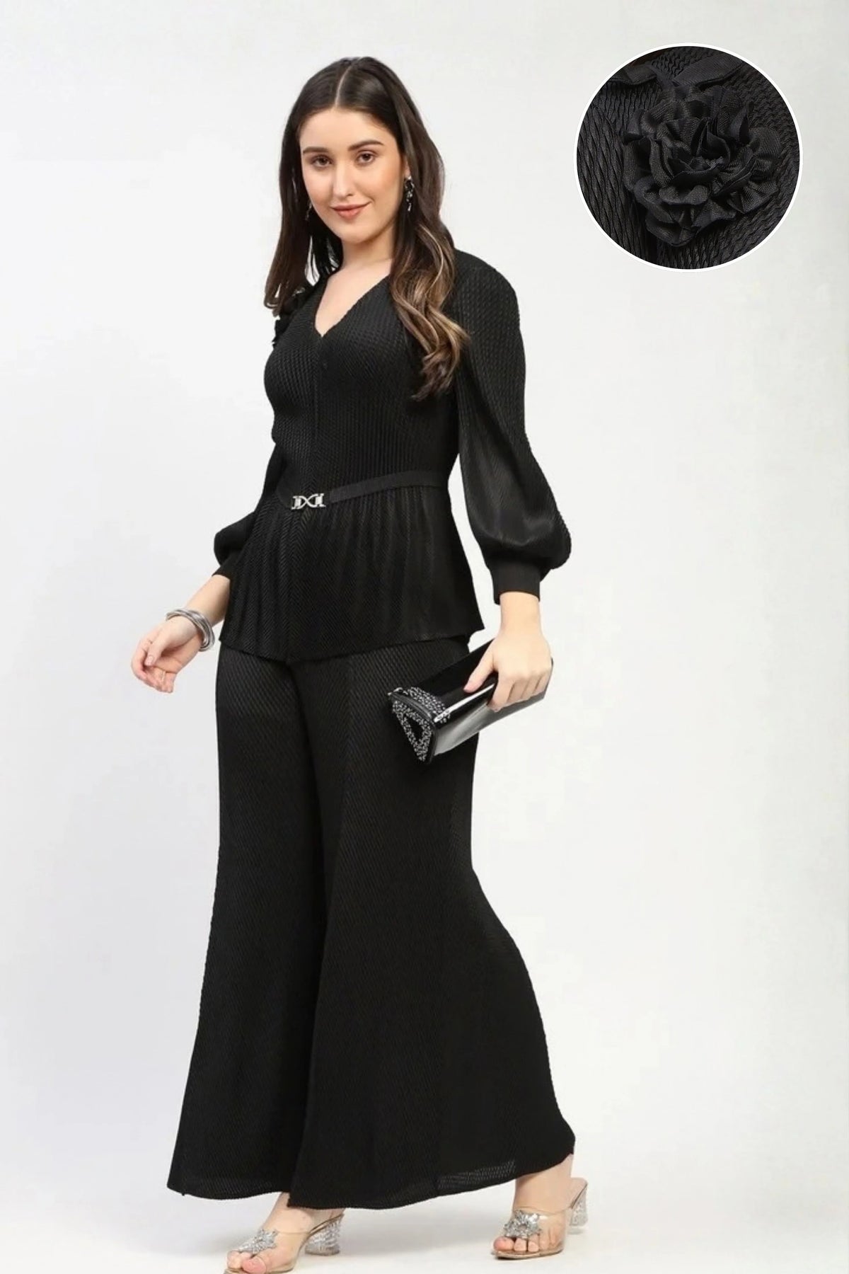 Black Pleated Co-ord Set