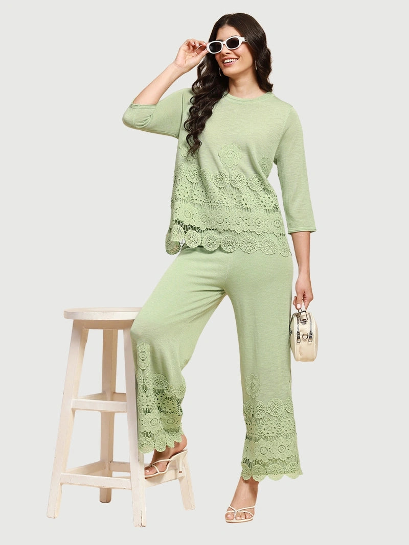 Green Viscose Relaxed Fit Co-ord Sets