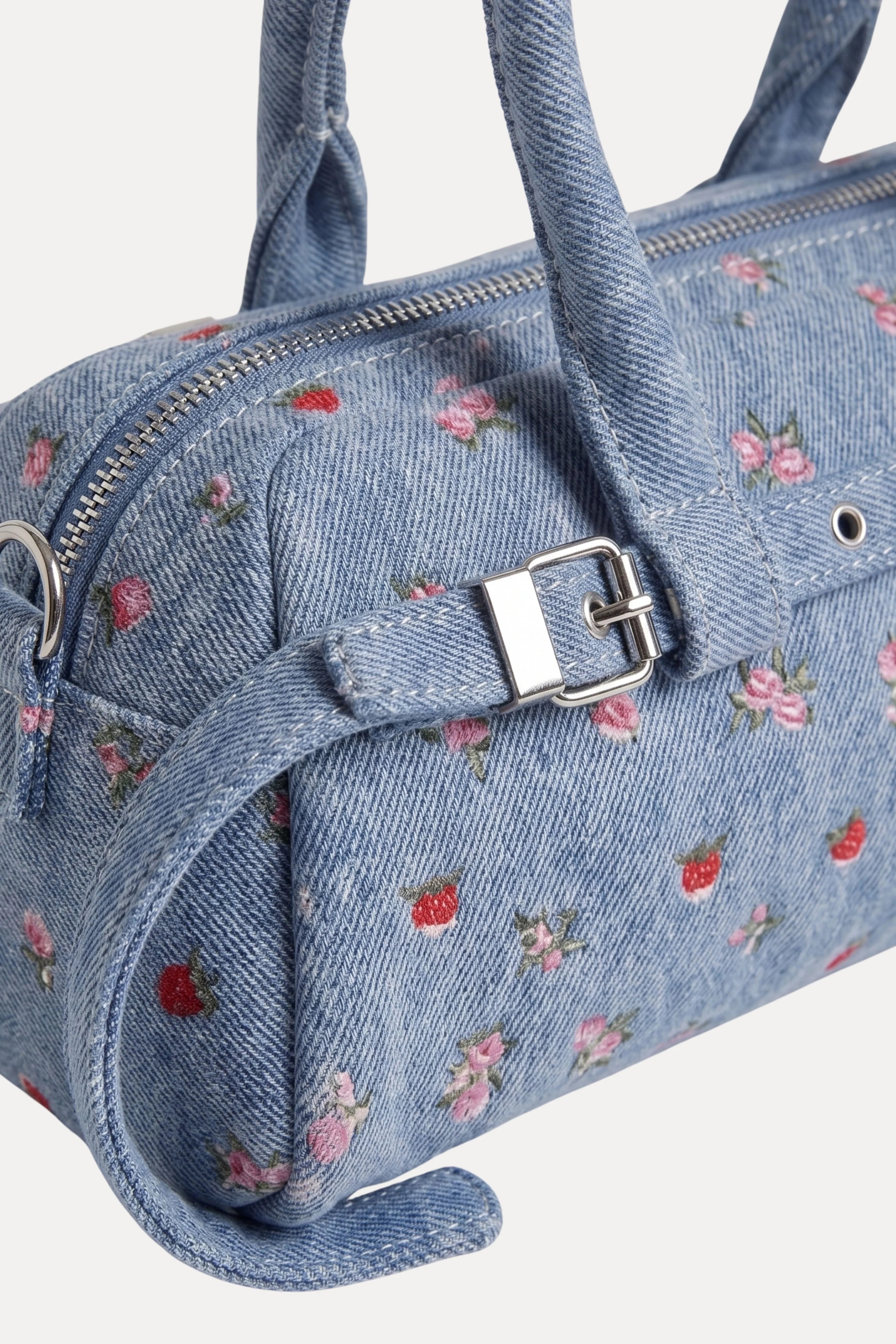 Floral Printed Denim Handbag