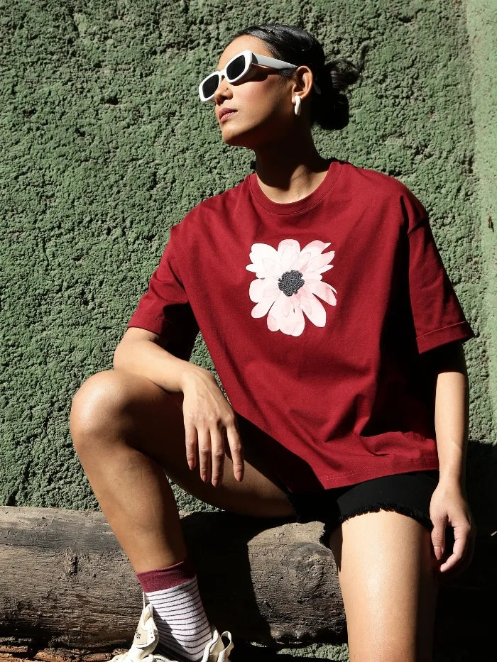 Wine UV Protective Cotton Boxy Top - Global Republic