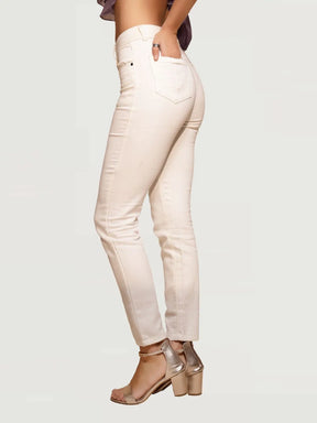 White  High Rise Slim Fit Jeans - Global Republic