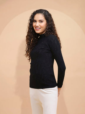 Solid Poly Viscos High Neck Skivvy Pullover