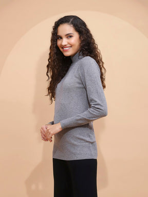 Grey & Silver Turtle Neck Skivvy Top