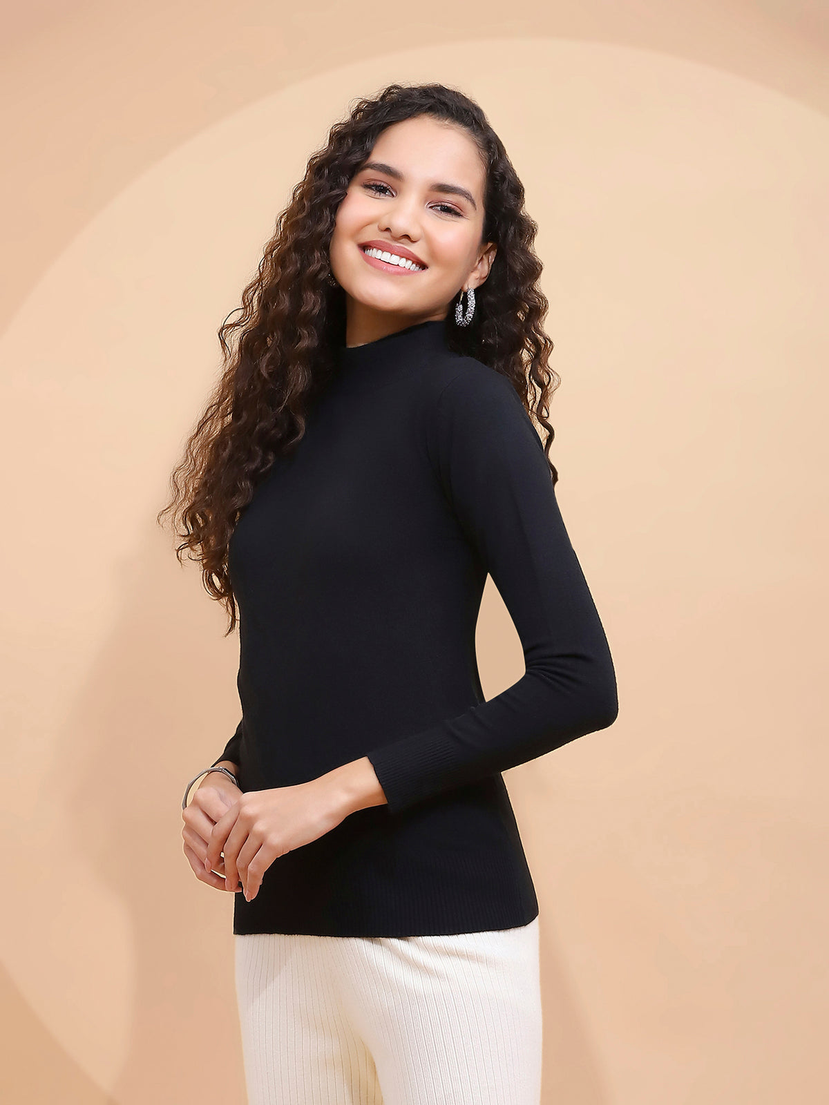 Black Turtle Neck Slim Skivvy Pullover