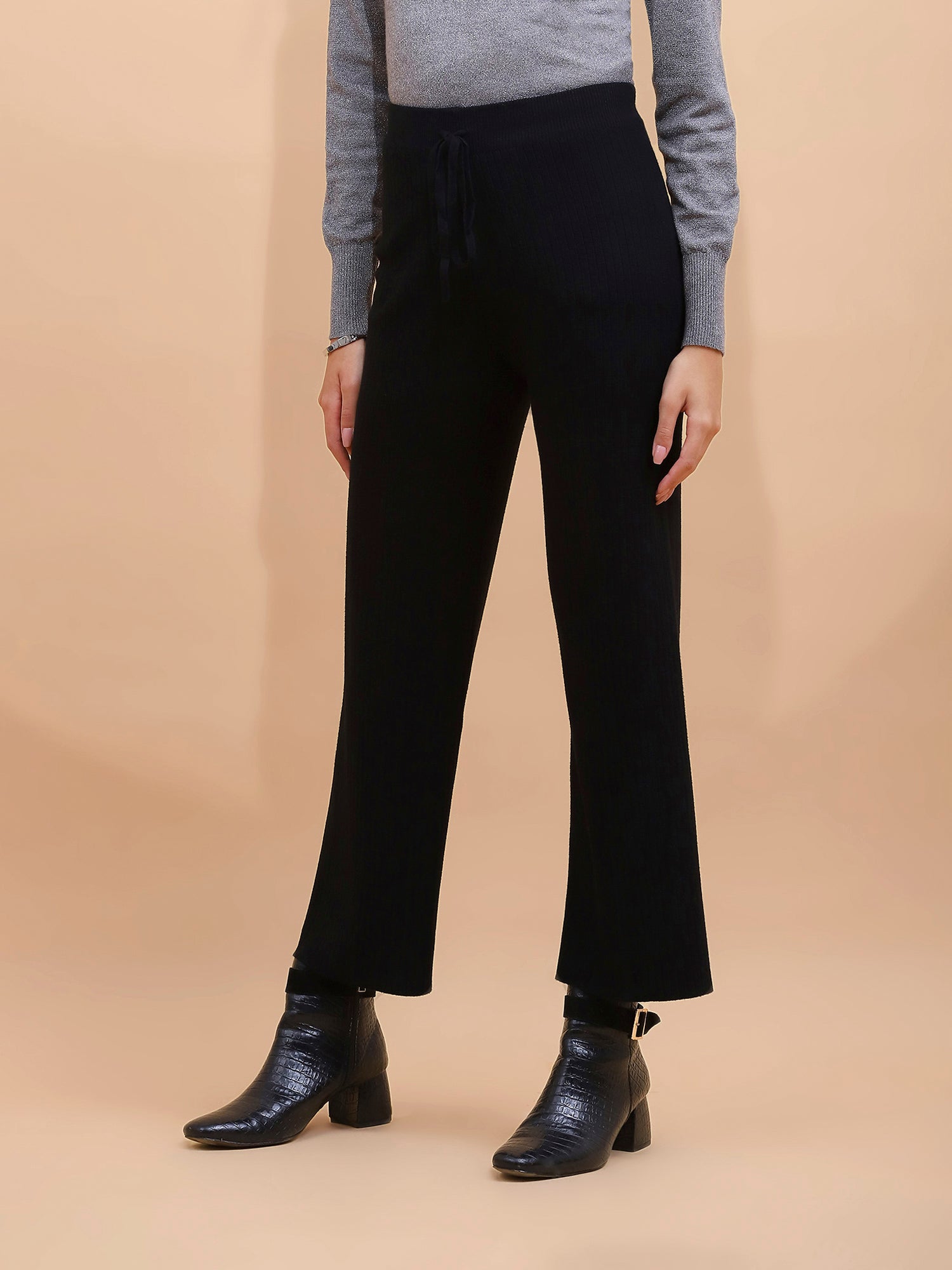 Black Viscose Blend Solid Lower - Global Republic