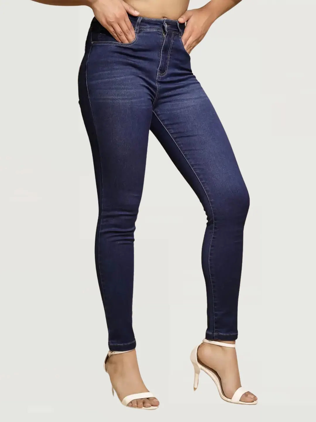 Blue High Rise Slim Fit Jeans
