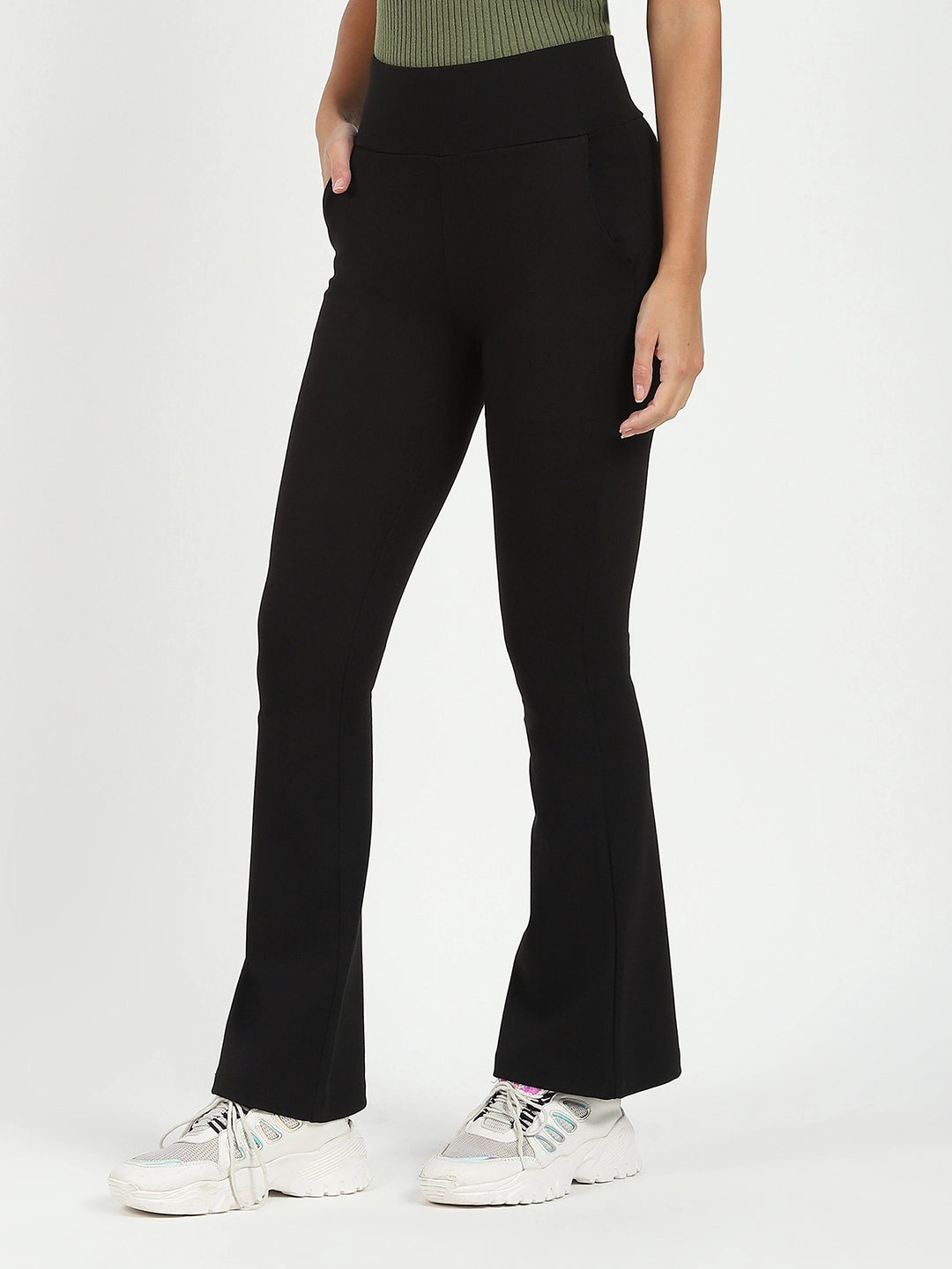 Black Stretchable Bootcut Trouser - Global Republic